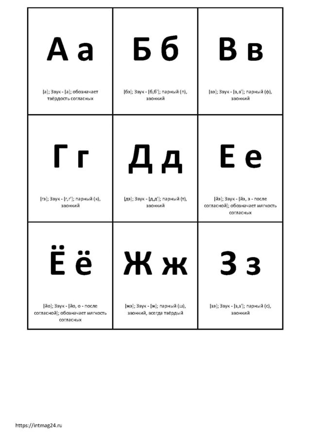 карточки русского алфавита распечатать