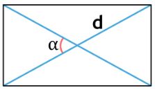 площади прямоугольника через диагонали и угол